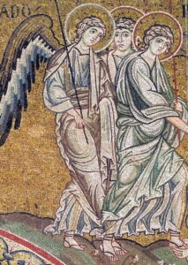 Abraham et les 3 visiteurs Gn 18 A29 Mosaïque byzantine Monreale 2