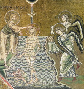 Baptême de Jésus Mt3 19 Mosaïque byzantine Monreale 2