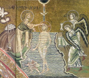 Baptême de Jésus Mt3 19 Mosaïque byzantine Monreale