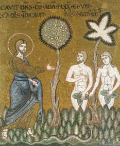 Dieu cherche Adam et Eve nus Gn 3 A15 Mosaïque byzantine Monreale