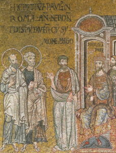 Dispute de Pierre et Paul avec Simon le magicien Ac8 N8 Mosaïque byzantine Monreale