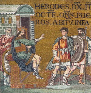 Hérode ordonne le massacre des premiers nés Mt2 9 Mosaïque byzantine Monreale