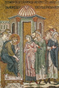 Jésus et la femme adultère Jn8 B16 Mosaïque byzantine Monreale