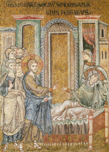 Jésus guérit la belle-mère de Pierre Mt8 B8 Mosaïque byzantine Monreale