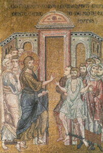 Jésus guérit le possédé Mc1 B1 Mosaïque byzantine Monreale