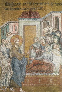 Jésus redonne vie à la fille de Zaïre Lc8 B7 Mosaïque byzantine Monreale