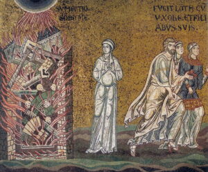 La destruction de Sodome Gn14 A32 Mosaïque byzantine Monreale