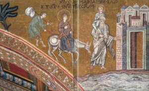 La fuite en Egypte Mt2 12 Mosaïque byzantine Monreale 1