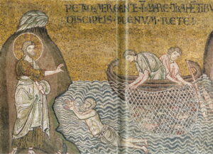 La pêche miraculeuse Lc5 42 Mosaïque byzantine Monreale