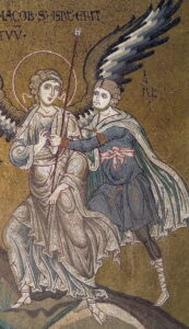 Le combat de Jacob avec l’ange Gn32 A40 Mosaïque byzantine Monreale 2