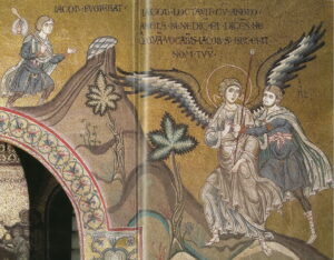 Le combat de Jacob avec l’ange Gn32 A40 Mosaïque byzantine Monreale