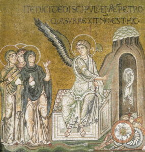 Les femmes au tombeau Mt27 35 Mosaïque byzantine Monreale
