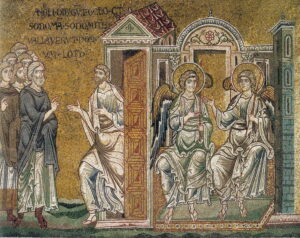 Lot et les 2 anges Gn 19 A31 Mosaïque byzantine Monreale