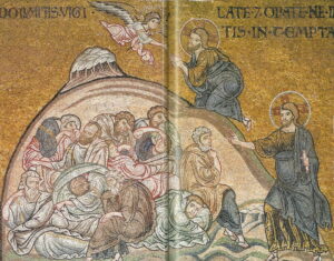 Prière au jardin des oliviers agonie Lc22 26 Mosaïque byzantine Monreale