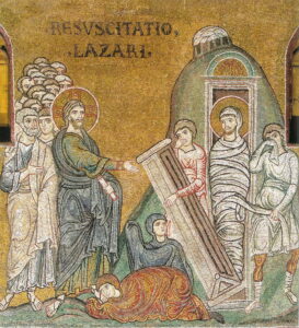 Réveil de Lazare Jn11 24 Mosaïque byzantine Monreale