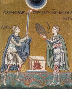 Sacrifice d’Abel et Caïn Gn4 A17 Gn Mosaïque byzantine Monreale