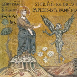 Tentations de Jésus 1 les pains M4t 15 Mosaïque byzantine Monreale